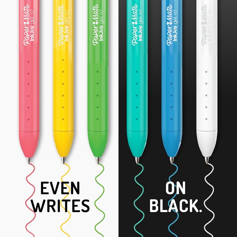 Papermate InkJoy Bright Pens, Gel Pens, Medium Point (0.7mm), Retractable, Assorted Brighter Colors, 6 Count - Image 5